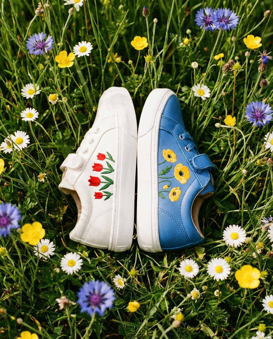Grove Footwear embroidered sneakers in wildflowers