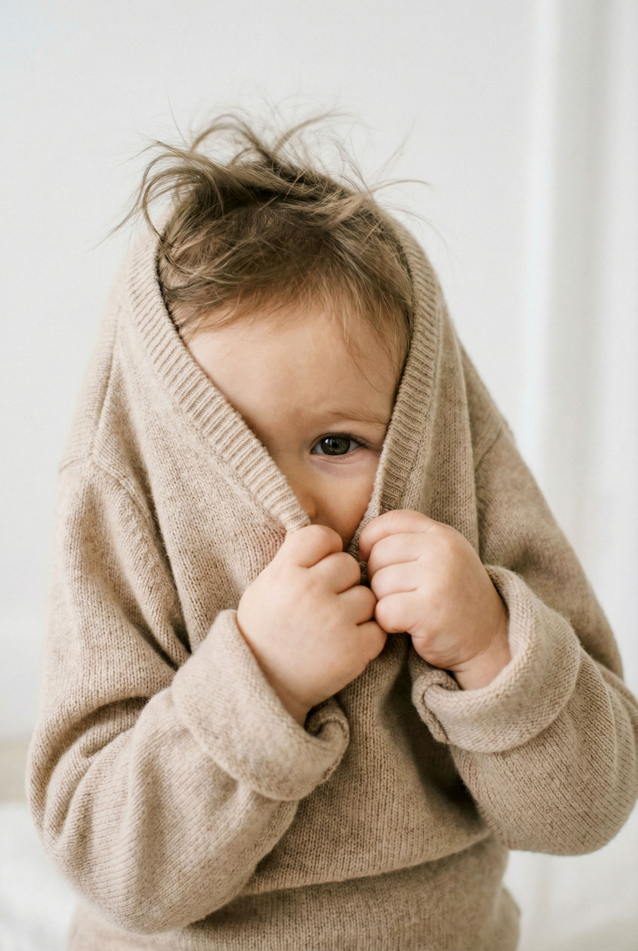 Toddler peek-a-boo moment