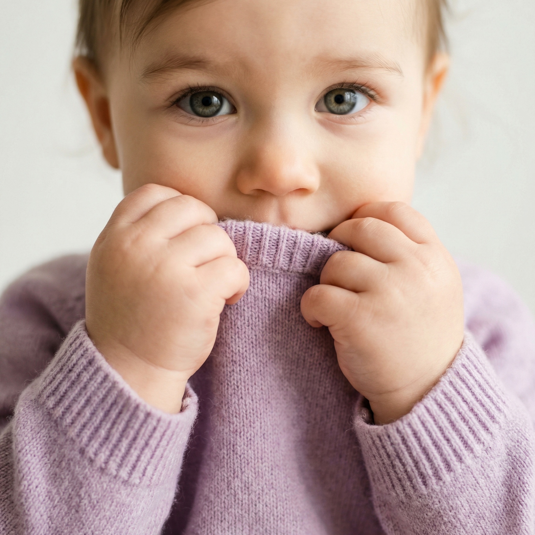 Baby close-up lavender sweater